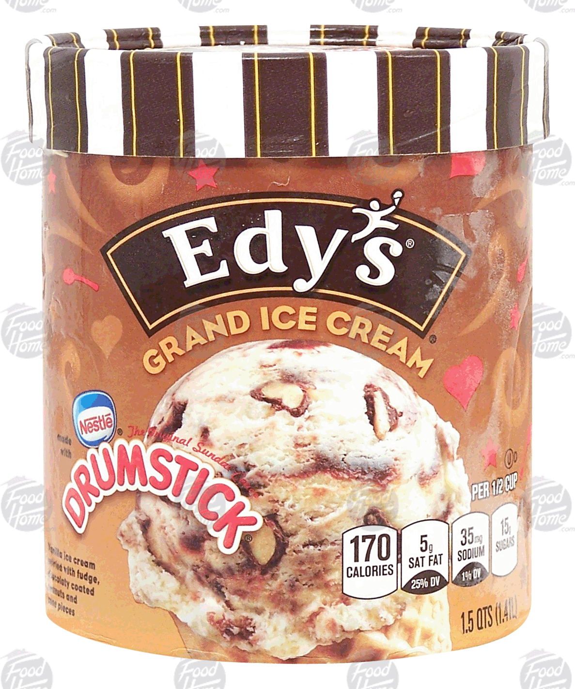 Edy's Drumstick vanilla ice cream swirled with fudge, choco coated peanuts, and cone pieces Full-Size Picture